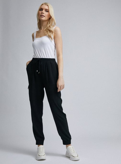 Dorothy Perkins Womens Black Cargo Joggers Trousers Casual