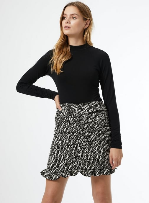 Dorothy Perkins Womens Black Spot Print Textured Mini Casual Skirt Bodycon