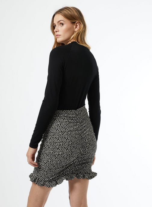 Dorothy Perkins Womens Black Spot Print Textured Mini Casual Skirt Bodycon