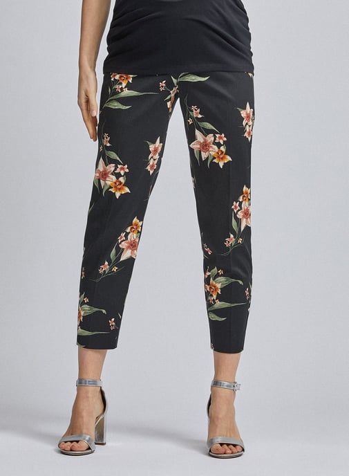 Dorothy Perkins Womens Maternity Black Ankle Grazer Trousers Pants Floral Print