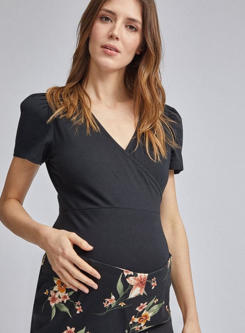 Dorothy Perkins Womens Maternity Black Ankle Grazer Trousers Pants Floral Print