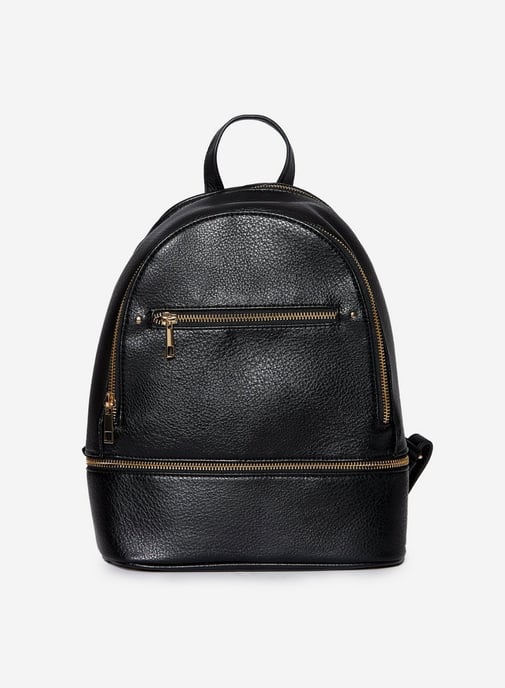 Dorothy Perkins Womens Black Double Zip Backpack Bag Travel Handbag Rucksack
