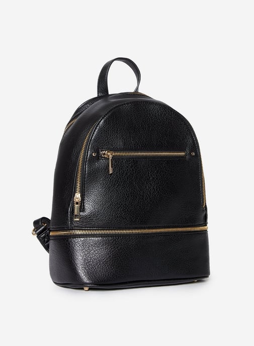 Dorothy Perkins Womens Black Double Zip Backpack Bag Travel Handbag Rucksack