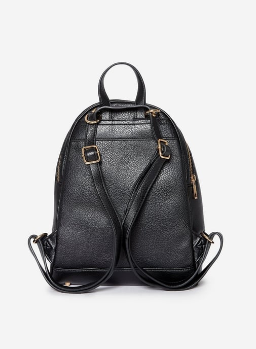 Dorothy Perkins Womens Black Double Zip Backpack Bag Travel Handbag Rucksack