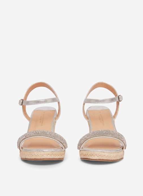 Dorothy Perkins Womens Grey Raa Raa Wedge Sandals Open Toe Heels Buckle Shoes