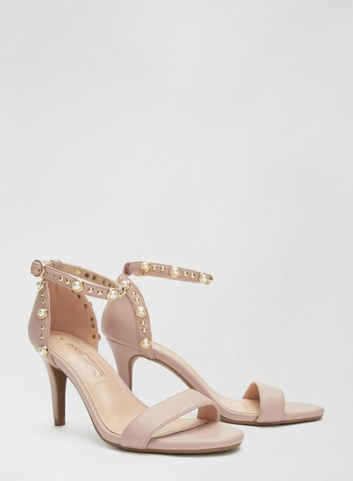 Dorothy Perkins Womens Beige Simba Pearl Heeled Ankle Sandals Stiletto Shoes