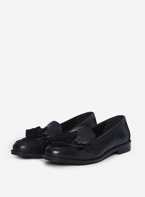 Dorothy Perkins Womens Black Luster Leather Loafers Flats Comfort Work Shoes