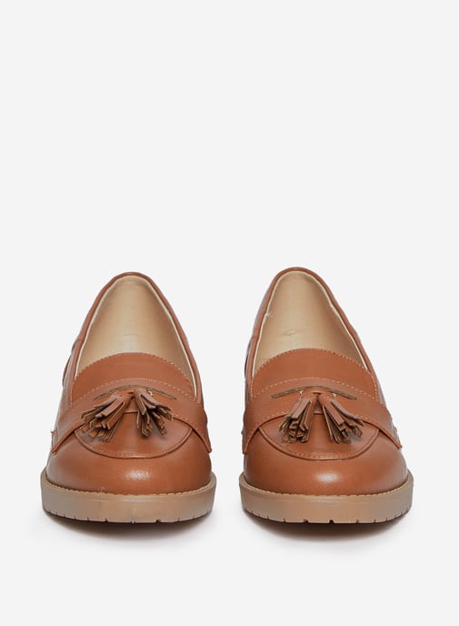 Dorothy Perkins Womens Wide Fit Brown Litty Loafers Slip On Flat Round Toe Shoes