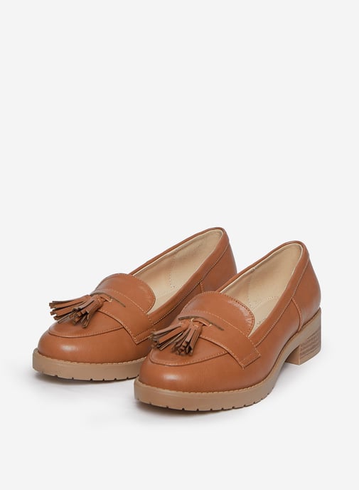 Dorothy Perkins Womens Wide Fit Brown Litty Loafers Slip On Flat Round Toe Shoes