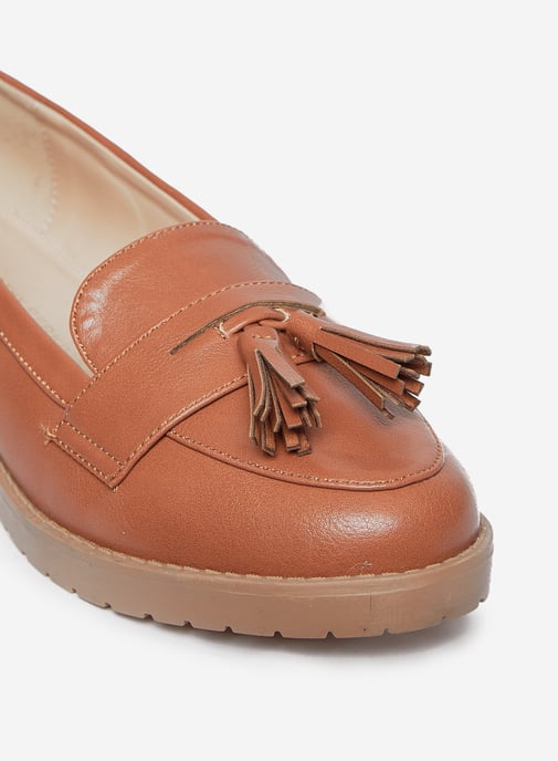 Dorothy Perkins Womens Wide Fit Brown Litty Loafers Slip On Flat Round Toe Shoes