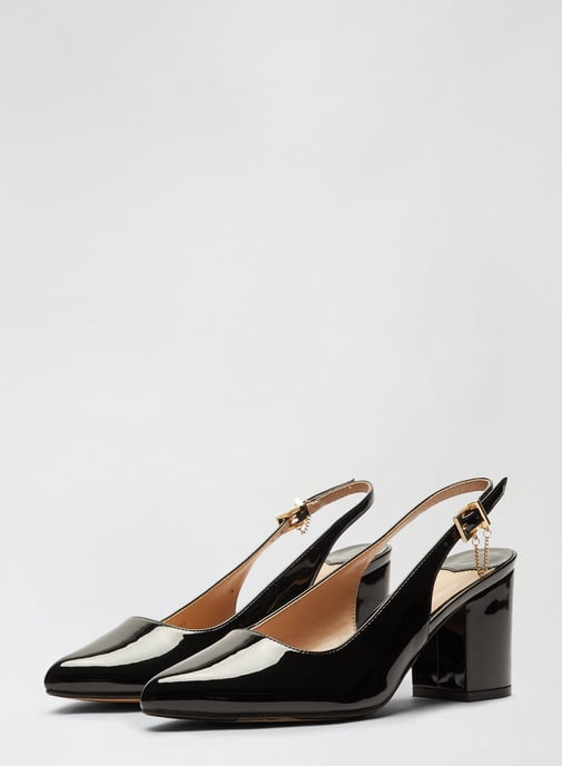 Dorothy Perkins Womens Wide Fit Black Everlyn Court Shoes Heeled Ankle Sandals