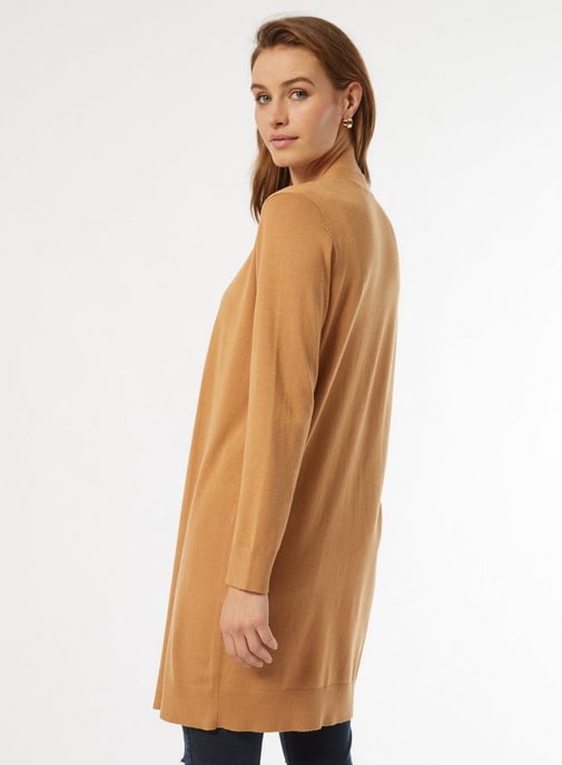 Dorothy Perkins Womens Camel Longline Cardigan Long Sleeve Jumper Knitwear Top