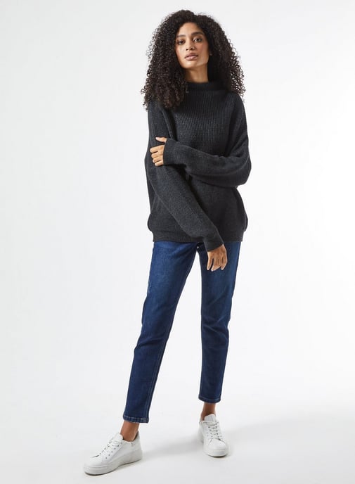 Dorothy Perkins Womens Charcoal Slouchy Batwing Sleeve Jumper Sweater Pullover