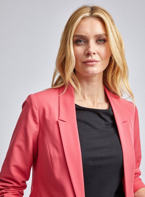Dorothy Perkins Womens Pink 3/4 Ruched Sleeve Blazer Jacket Tailored Outerwear