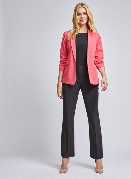 Dorothy Perkins Womens Pink 3/4 Ruched Sleeve Blazer Jacket Tailored Outerwear