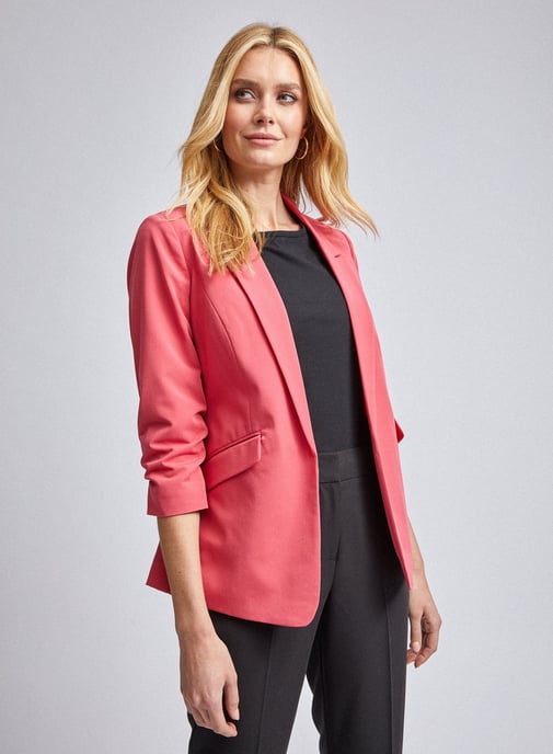 Dorothy Perkins Womens Pink 3/4 Ruched Sleeve Blazer Jacket Tailored Outerwear