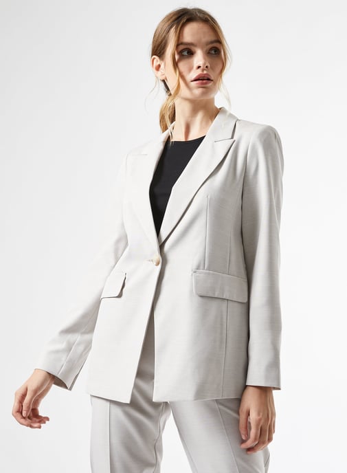 Dorothy Perkins Womens Grey Blazer Jacket Long Sleeve Collar Outerwear Top