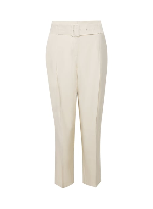 Dorothy Perkins Womens White Shimmer Tailored Trousers Pants Belt Side Pockets