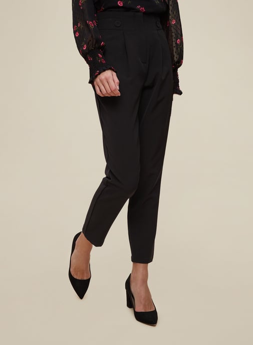 Dorothy Perkins Womens Black High Waist Trouser Bottoms Pants Regular Fit