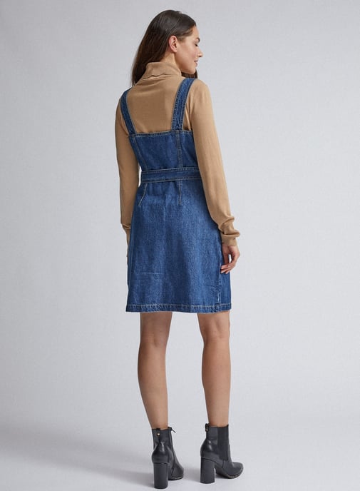 Dorothy Perkins Womens Blue Belted Pinafore Mini Dress Sleeveless Belt Detailing