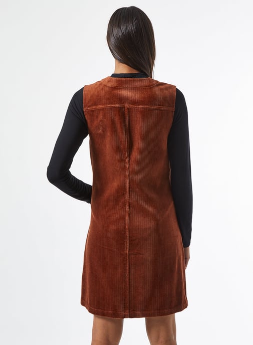 Dorothy Perkins Womens Brown Corduroy Pinafore Dress Sleeveless V-Neck