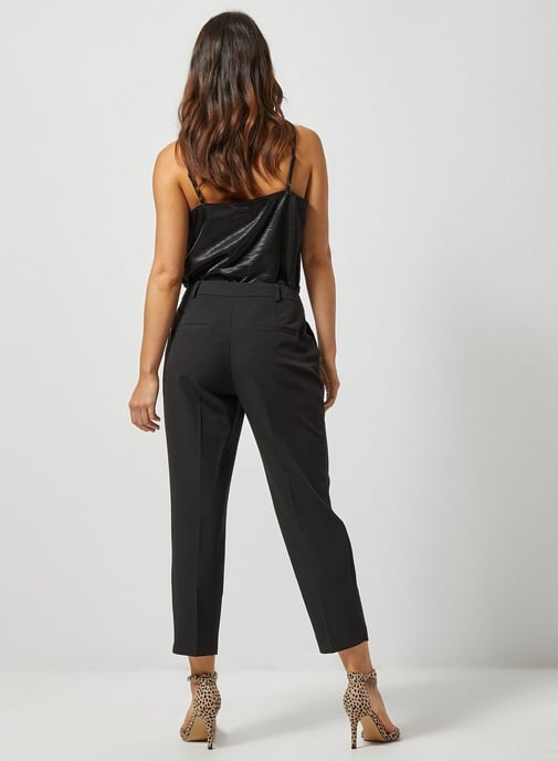 Dorothy Perkins Womens Petite Black Ankle Grazer Trousers Cropped Bottoms Pants