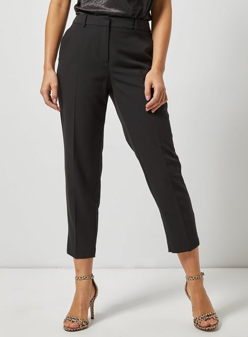 Dorothy Perkins Womens Petite Black Ankle Grazer Trousers Cropped Bottoms Pants
