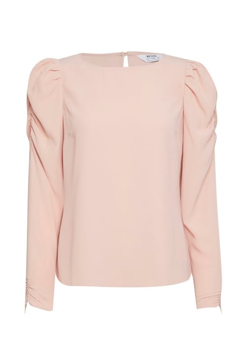 Dorothy Perkins Womens Petite Pink Long Sleeve Puff Shoulder Top Blouse