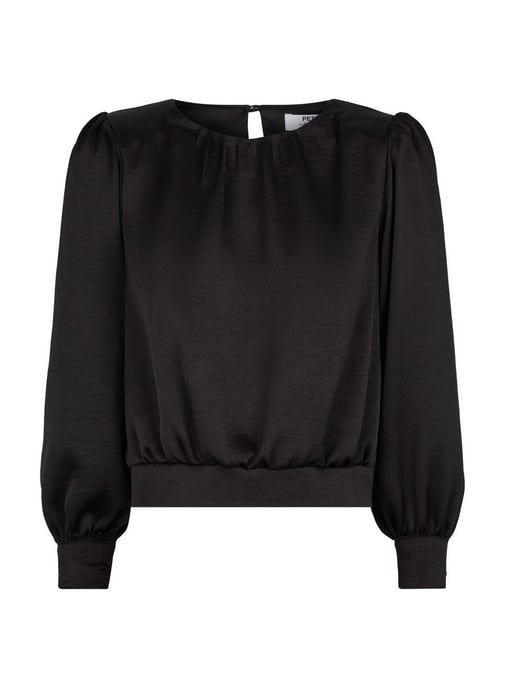 Dorothy Perkins Womens Petite Black Shoulder Padded Top Long Sleeve Blouse Shirt