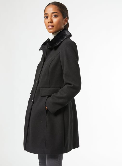 Dorothy Perkins Womens Petite Black Dolly Coat Jacket Outwear Top Warm Winter