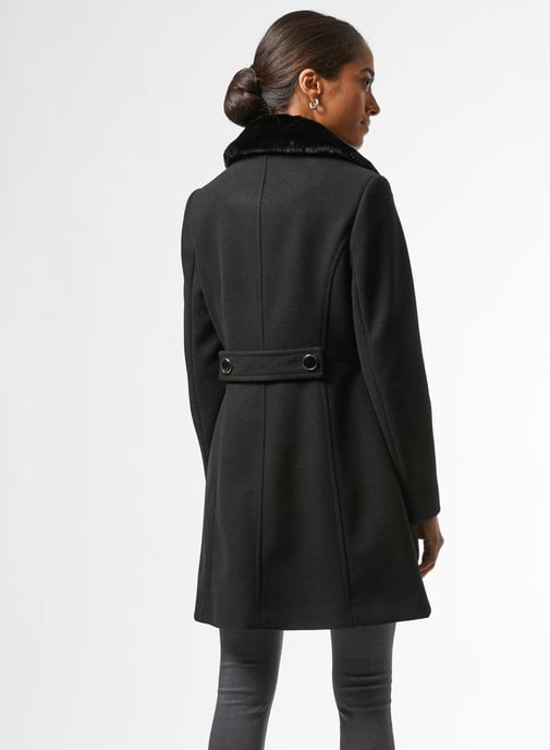 Dorothy Perkins Womens Petite Black Dolly Coat Jacket Outwear Top Warm Winter