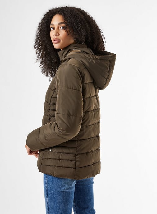 Dorothy Perkins Womens Green Short Padded Coat Winter Warm Jacket Outwear Top