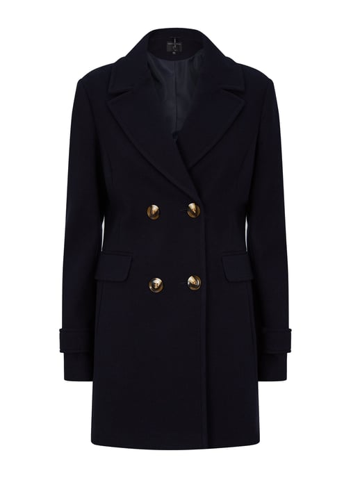 Dorothy Perkins Womens Navy Double Breasted Pea Coat Jacket Outwear Top