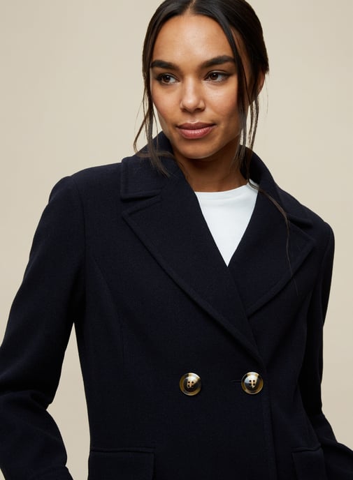 Dorothy Perkins Womens Navy Double Breasted Pea Coat Jacket Outwear Top