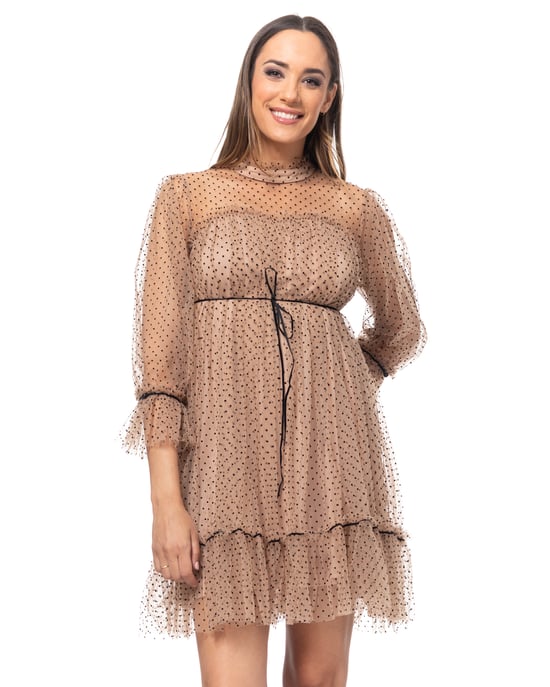 Long sleeve knit top with square neck - Image 1
