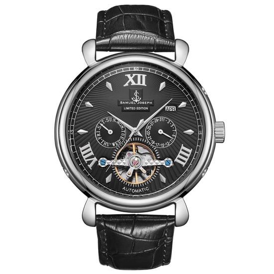 Samuel Joseph Limited Edition Steel & Black Automatic Designer Mens Watch