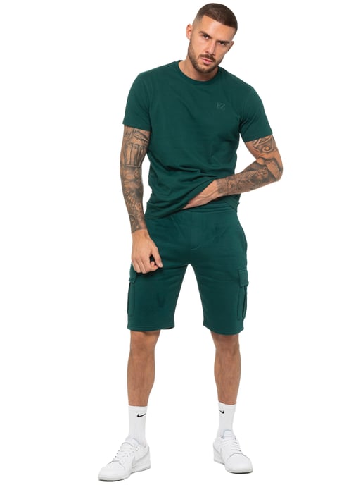 Enzo | Mens T-Shirt Tracksuit With Shorts Set - Green - Image 1