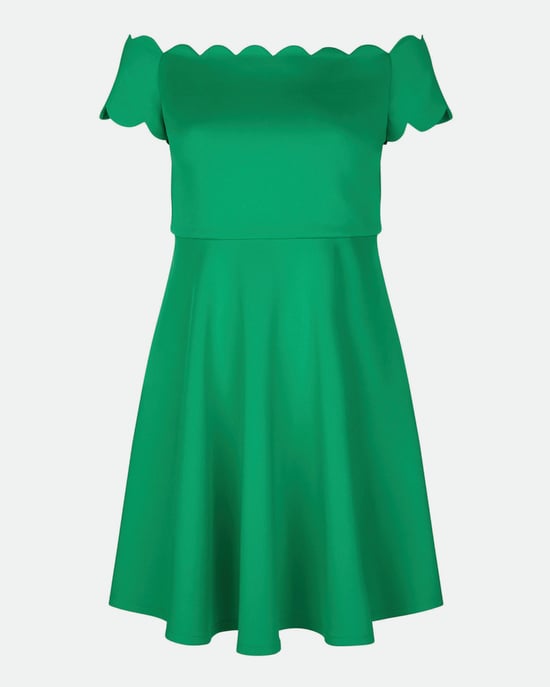 Ted Baker Fellama Bardot Scallop Skater Dress in Bright Green