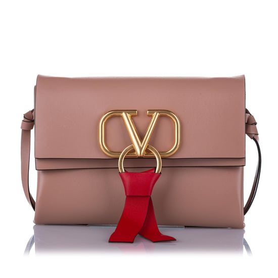 Vintage Valentino VRing Leather Crossbody Bag Pink - Image 1
