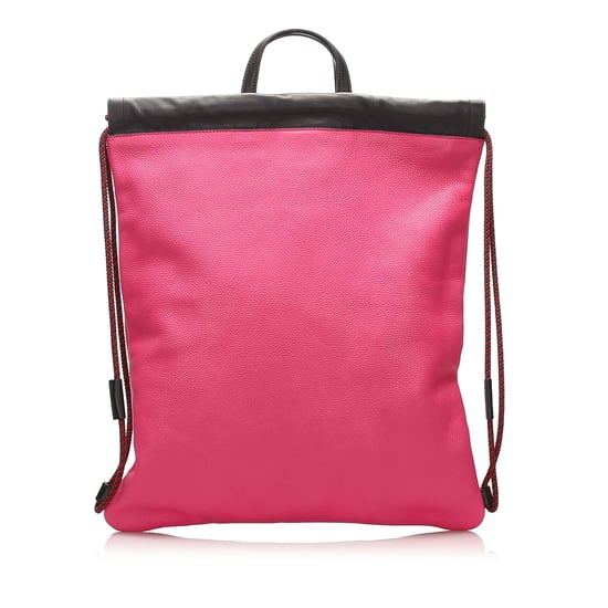 Vintage Gucci Logo Drawstring Leather Backpack Pink - Image 3