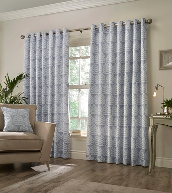 Horto Botanical Eyelet Curtains in Blue