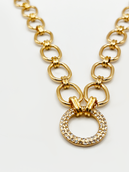 Chunky circle chain necklace in gold