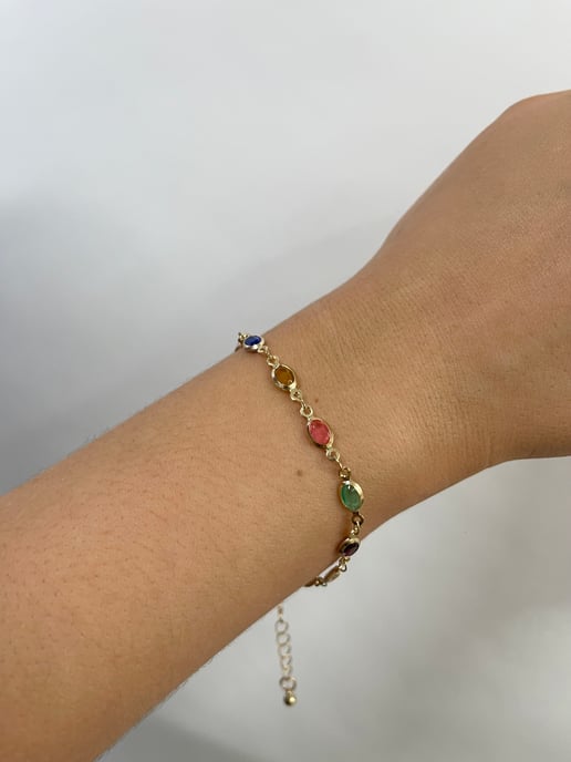 Multicolour Oval Chain Bracelet