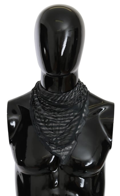 Costume National Black Gray Viscose Foulard Branded Scarf - Image 1