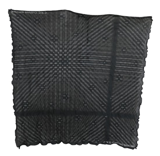 Costume National Black Gray Viscose Foulard Branded Scarf - Image 5