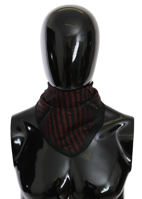 Costume National Black Orange 100% Silk Branded Scarf