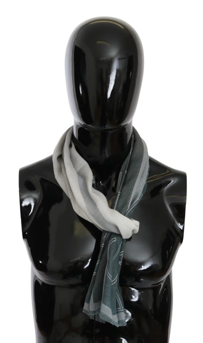 GF Ferre Grauer Wolle-Viskose-Foulard gemusterter Markenschal