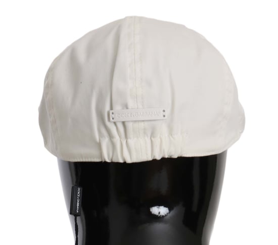 Dolce & Gabbana Mannen Wit Katoen Stretch Logo Newsboy Hoed Cap - Image 2