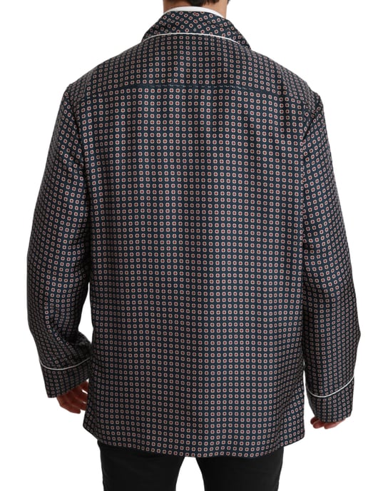 Dolce & Gabbana Navyblå Mönstrad Dubbelknäppt Kappa - Image 3