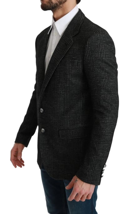 Dolce & Gabbana Grårutig Slim Fit Blazer Jacka - Image 2